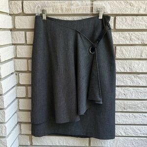 Tribal Grey Faux Wrap Midi Pencil Skirt Sz 6